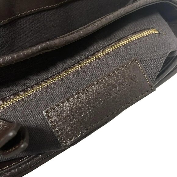 Auth Burberry - 3799403 Dark Brown Light Brown Orange Leather Shoulder Bag - Picture 8 of 8